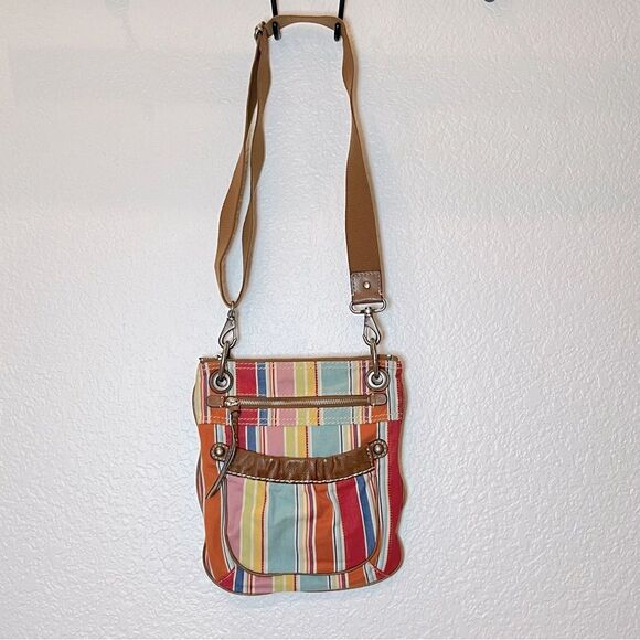 Fossil Canvas and Leather Crossbody Bag in Multi-Stripe - Picture 1 of 12